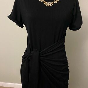 Black Short Sleeve Dress with Knot Detail